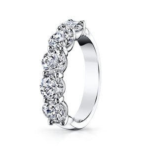 Platinum 5 Stone Round Diamond Buttercup Band