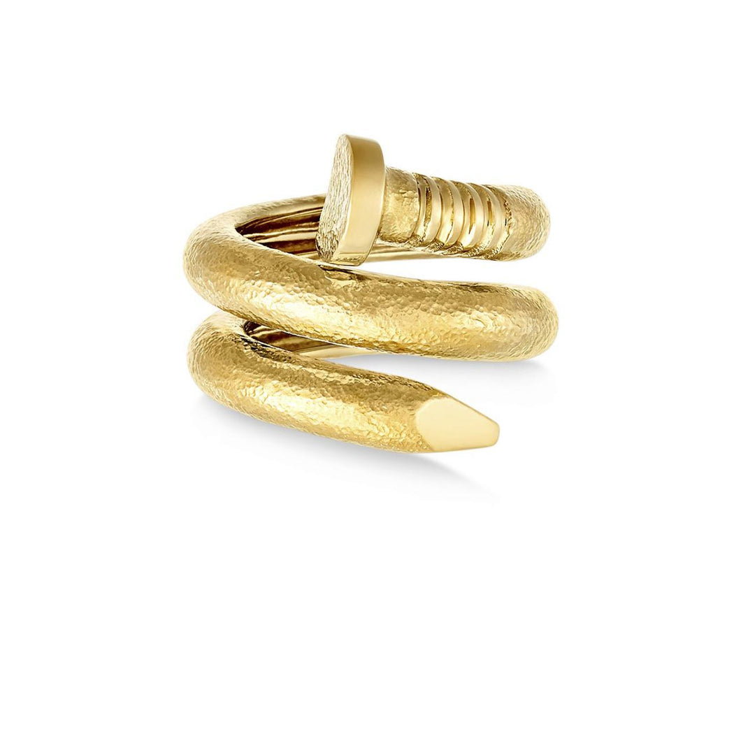 David Webb 18K Gold Hammered Nail Ring