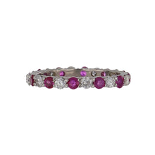 Load image into Gallery viewer, 14K White Gold Alternating Ruby and Diamond Eternity Band
