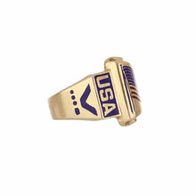 Load image into Gallery viewer, Important Retro American Flag 14K Gold Ring
