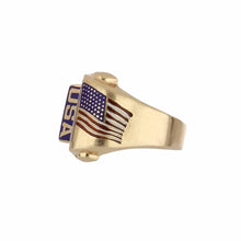Load image into Gallery viewer, Important Retro American Flag 14K Gold Ring
