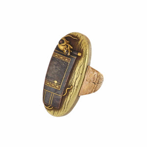 Important Victorian 14K Rose Gold Shakudo Ring