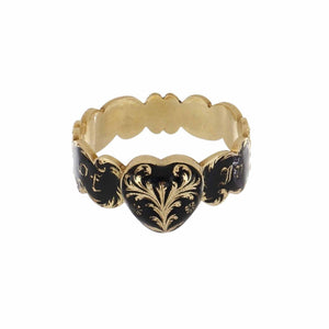 Masterpiece Late Georgian Enamel 15K Gold Mourning Ring