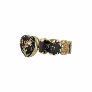 Masterpiece Late Georgian Enamel 15K Gold Mourning Ring