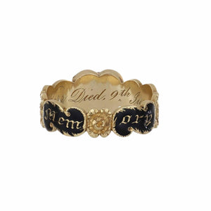 Masterpiece Late Georgian Enamel 15K Gold Mourning Ring