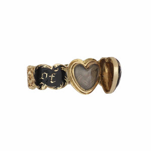 Masterpiece Late Georgian Enamel 15K Gold Mourning Ring