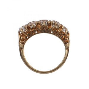Important Victorian Half Hoop 18K Gold Diamond Ring