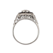 Load image into Gallery viewer, Art Deco Diamond and Onyx Platinum Target Ring
