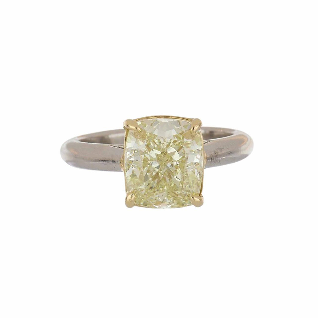 Platinum and 18K Gold 3.66 Cushion-Cut Diamond Engagement Ring