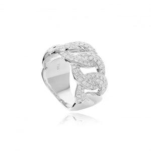 18K White Gold Diamond Link Wide Band 1.25 ctw