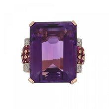 Load image into Gallery viewer, Retro Amethyst 14K Rose and White Gold Cocktail Ring
