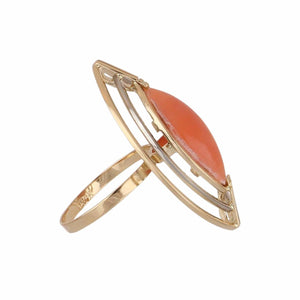 Vintage 1970s 18K Two-Tone Gold Coral Ring