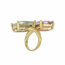 Load image into Gallery viewer, Lisa Nik Amethyst and Green Quartz 18K Gold Bypass Ring
