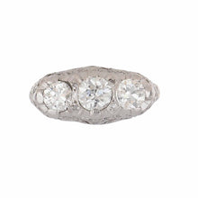 Load image into Gallery viewer, Art Deco Old European-Cut Three Stone Diamond Engagement Ring
