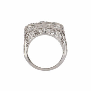 Art Deco Old European-Cut Three Stone Diamond Engagement Ring