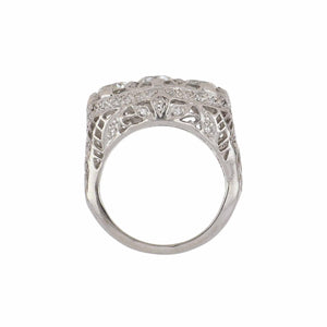 Art Deco Old European-Cut Three Stone Diamond Engagement Ring