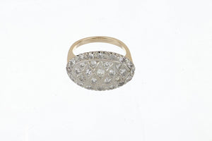 Retro 1940s Diamond Plaque 14K Two-Tone Gold Ring