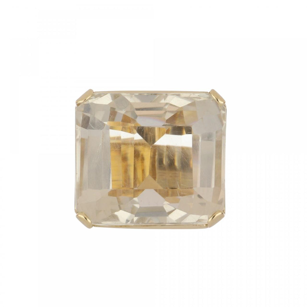 Vintage Tony Duquette 18K Gold Rock Crystal Ring