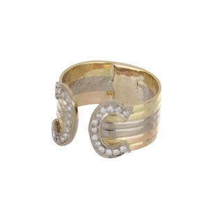 Vintage Cartier 'C de Cartier' 18K Tri-Color Gold Ring