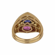 Load image into Gallery viewer, Vintage 1980s Bulgari Sapphire Twin Stone 18K Gold Ring
