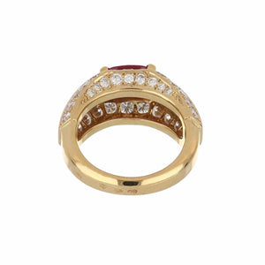 Vintage 1990s Cartier Ruby and Diamond 18K Gold Ring