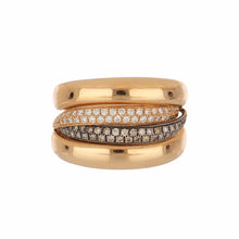 Load image into Gallery viewer, Italian Brown and White Diamond 18K Rose Gold Ring
