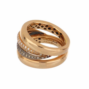 Italian Brown and White Diamond 18K Rose Gold Ring
