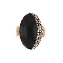 Load image into Gallery viewer, Italian Oval Wood and Brown Diamond 18K Rose Gold Ring
