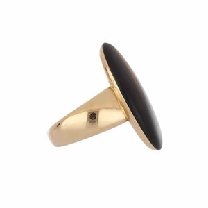 Italian Oval Wood and Brown Diamond 18K Rose Gold Ring