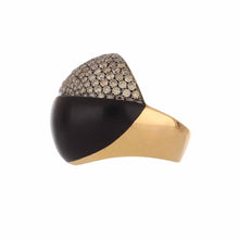 Load image into Gallery viewer, Italian 18K Rose Gold Wood and Pavé Diamond Ring
