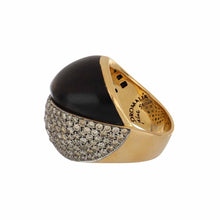 Load image into Gallery viewer, Italian 18K Rose Gold Wood and Pavé Diamond Ring
