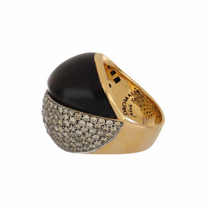 Italian 18K Rose Gold Wood and Pavé Diamond Ring