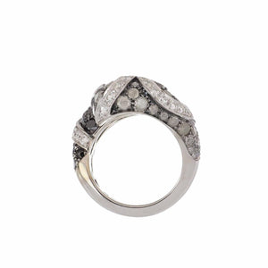 Estate Colored Diamond 18K White Gold Bypass Ring