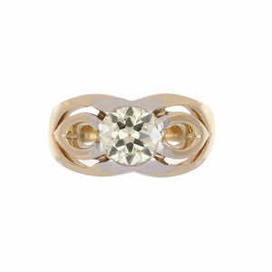 Art Deco Old European-Cut 14K Gold and Platinum Ring