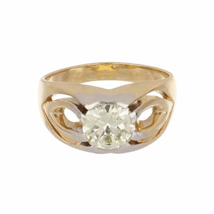 Art Deco Old European-Cut 14K Gold and Platinum Ring