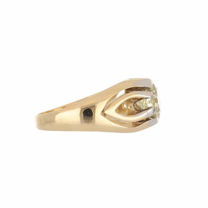 Art Deco Old European-Cut 14K Gold and Platinum Ring