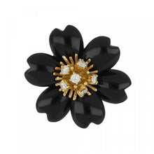 Load image into Gallery viewer, Estate Onyx and Diamond 18K Gold Flower Ring
