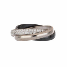 Load image into Gallery viewer, Estate Cartier 18K White Gold and Ceramic Trinity Ring
