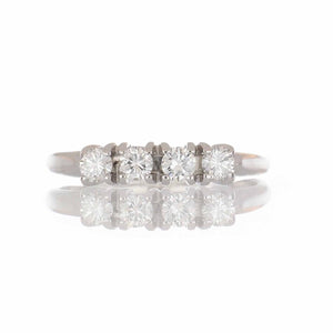 Mid-Century Diamond 14K White Gold Band