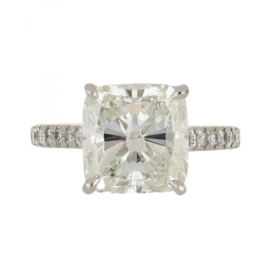 GIA 6.01 Carat Cushion-Cut Diamond Platinum Engagement Ring