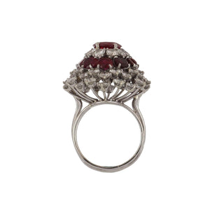 Mid-Century Ruby and Diamond Platinum Ballerina Ring