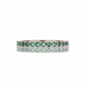 Estate Emerald and 14K White Gold Eternity Band