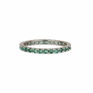 Estate Emerald and 14K White Gold Eternity Band