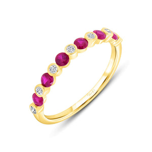 Ruby and Diamond 14K Gold Band