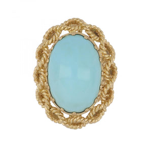 Vintage 1970s 18K Gold Turquoise Ring