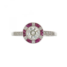 Load image into Gallery viewer, Estate Ruby and Diamond Platinum Target Ring
