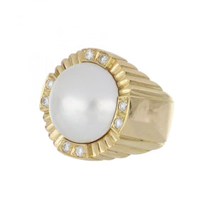 Vintage 18K Gold Mabé Pearl Ring