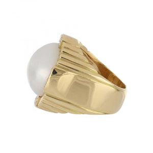 Vintage 18K Gold Mabé Pearl Ring
