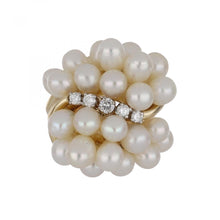 Load image into Gallery viewer, Vintage 1980s 14K Gold Pearl Cluster RIng
