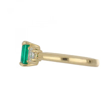 Load image into Gallery viewer, 18K Gold Rectangular-Cut Emerald and Diamond Ring
